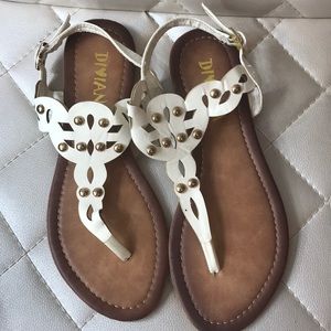 White beaded gladiator sandals